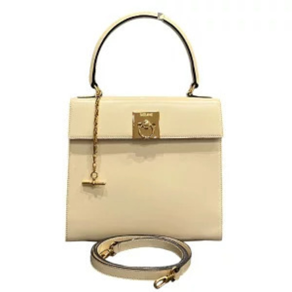 Celine Toggle Clasp Chain Handbag Kelly White